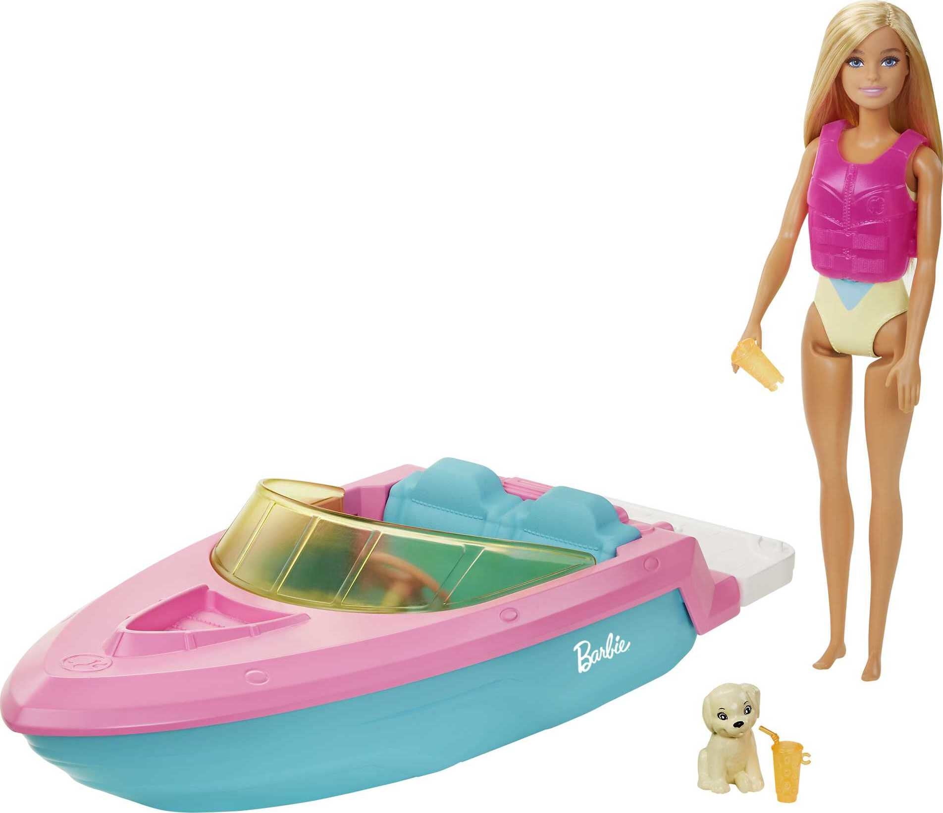 NEW Actually Floats Details about   Barbie Speed Boat with Puppy 
