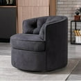 thumbnail image 6 of Accent Swivel Barrel Chair, Modern Linen Chair Round Tufted Couch with Curved Backrest and Thicken Cushion, Upholstered Leisure Chair Club Chair for Living Room, Pub or Balcony, Black, 6 of 7