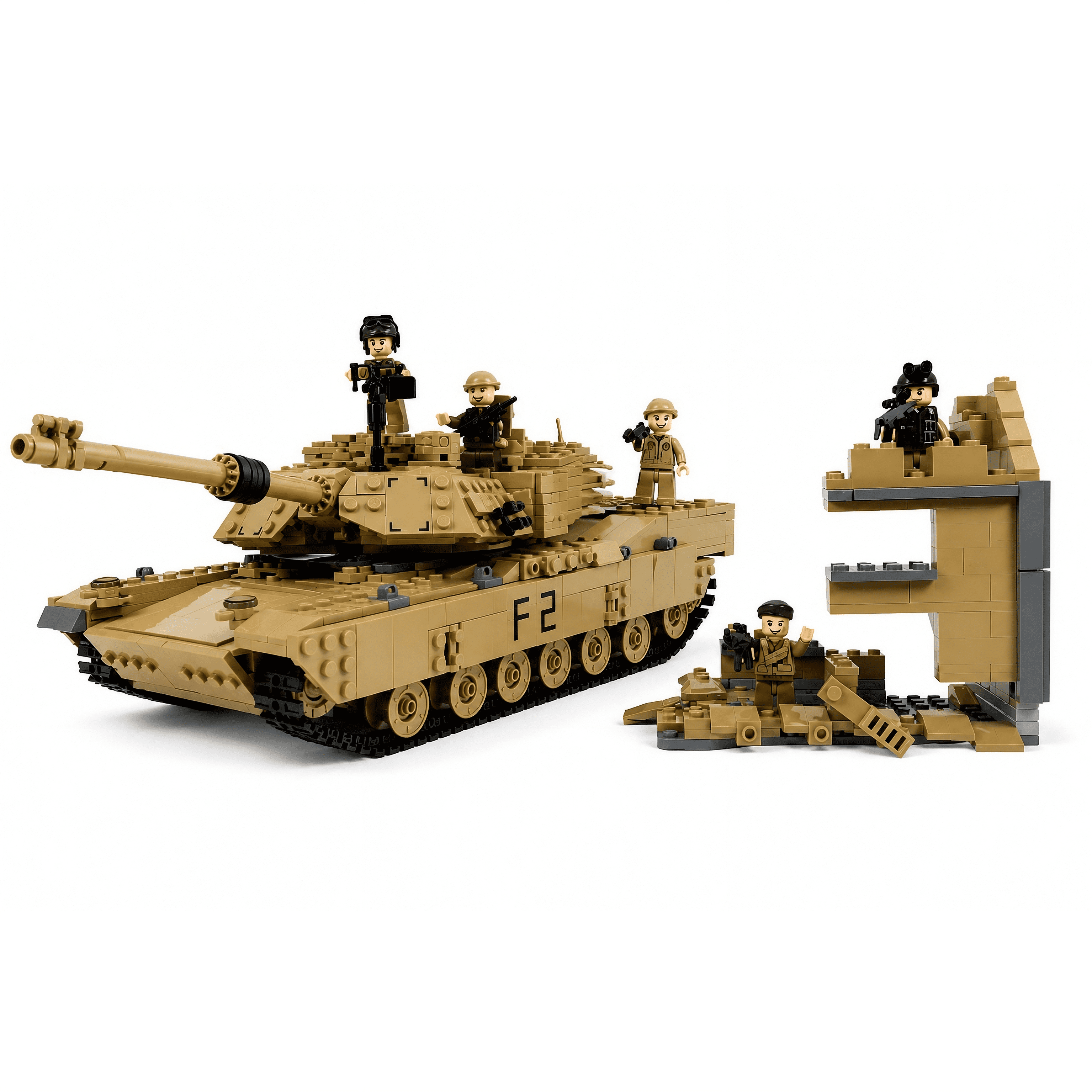 2-in-1 Abrams Tank & Humvee Building Blocks Set | 1,463-Pieces | GJ-M1A2