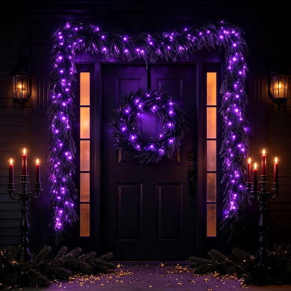 Fall Thanksgiving Halloween Decoration for Home Indoor Outdoor Clearance Under $15.00! Halloween Fokson Rattan Living Room Party Home Decoration Wreath 1.8-meter With Lights