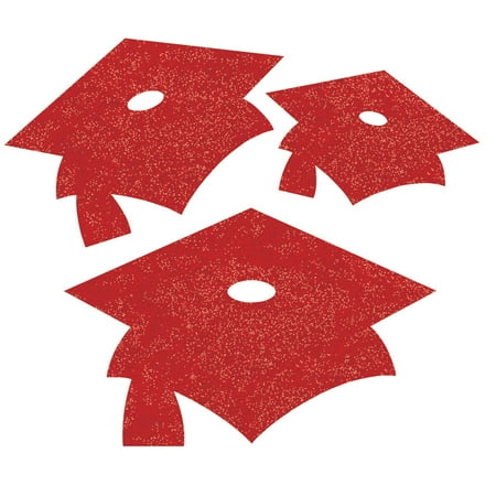 Red Mortarboard Graduation Cutouts, 12 pk