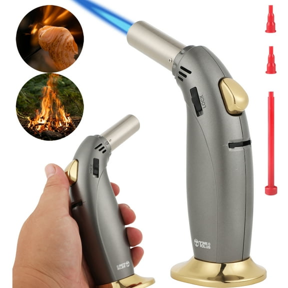 Firepower Butane Torch Premium Kitchen Torch Lighters with Safety Lock Adjustable Refillable Multipurpose Culinary Blow Torch for Creme Brulee, Baking, BBQ ，cooking (Butane Gas Not Included)