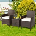 thumbnail image 2 of Costway 3PCS Patio Rattan Furniture Set Cushioned Sofa Glass Tabletop White, 2 of 11