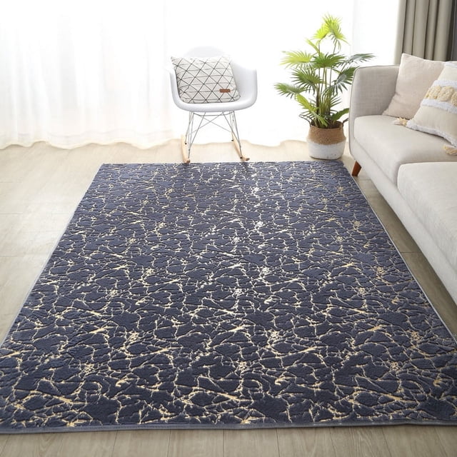 Alfombra de pelo de conejo de imitación simple con patrón de mármol para sala de estar, mesa de café, alfombra gruesa para dormitorio, alfombra absorbente antideslizante con pelo de conejo bronceador