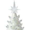 thumbnail image 3 of Sunlit Cordless Lighted Ceramic Christmas Tree Vintage Tabletop Christmas Decoration Pre-Lit Colorful Mini Light Bulbs 13" Traditional AA Battery Operated LED - Ombre Green, 3 of 7