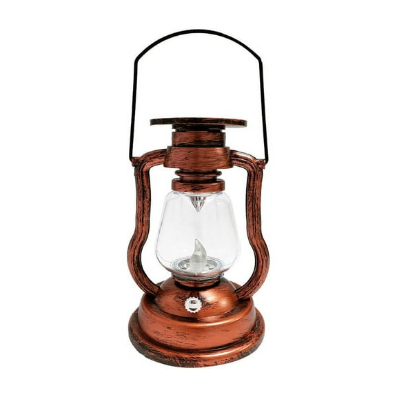 Vintage Lantern Solar Powered Hanging Candle Light Antique LED Oil Lamp Decor