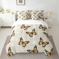 thumbnail image 2 of Manfei Orange Butterfly Print Bedding Comforter Set 7pcs, Romantic Dandelion Flower Queen Bedding Sets, Vintage French Style Queen Sheet Sets, Breathable Home Decor, 2 of 7