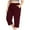 Wine, variant on FRSASU Women's Plus Size Capris Wide Leg Pants Casual Drawstring Capri Sweatpants Drawstring Pants with Pockets White