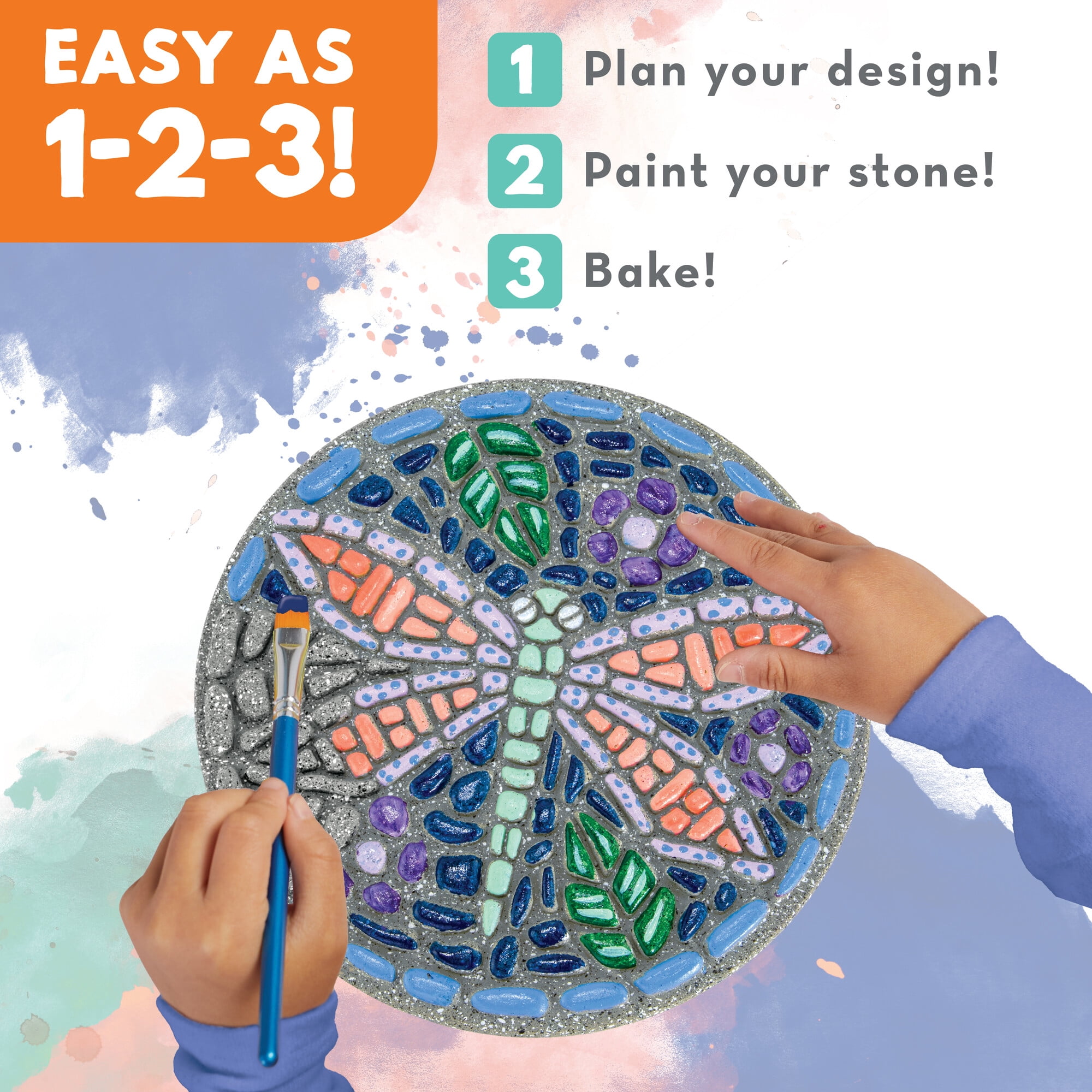 MindWare Paint Your Own Stepping Stone: Dragonfly, Paint Your Own Stepping Stones for Kids Craft Kit Includes Paint, Brushes and Instructions
