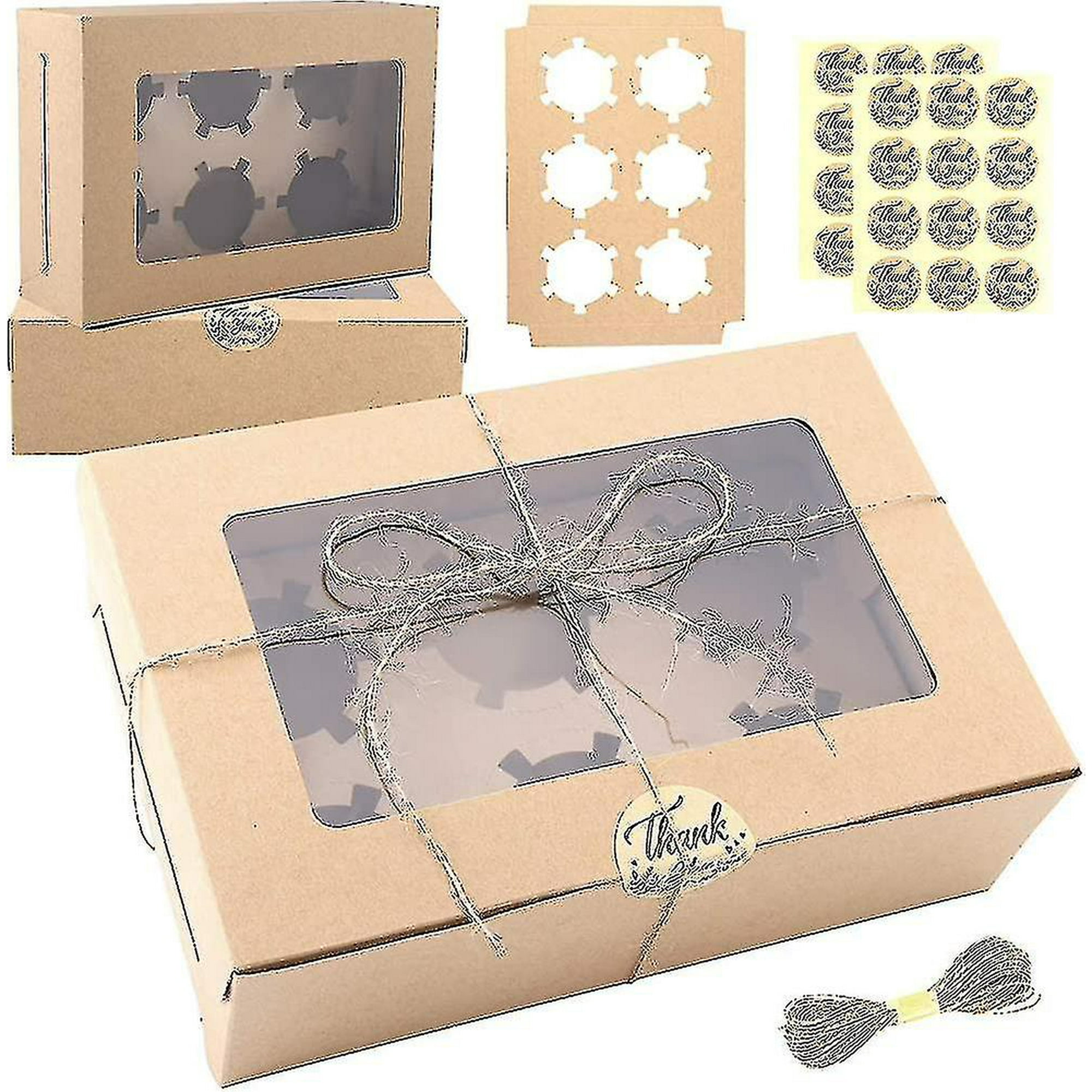 Lot De 15 Boîtes à Cupcakes TsunNee 6 Trous - Avec Inserts Ajustables Et Fenêtre - Pour Fêtes, Mariages