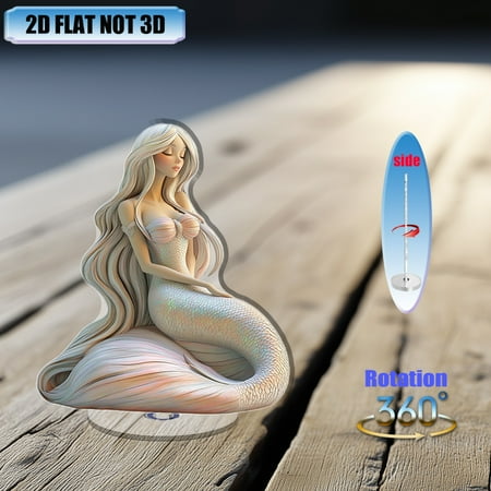 [2D flat] 1PC Rotating acrylic centerpiece featuring a delicate mermaid with pale skin and flowing hair ideal for elegant tabletops, gift-giving, or themed events