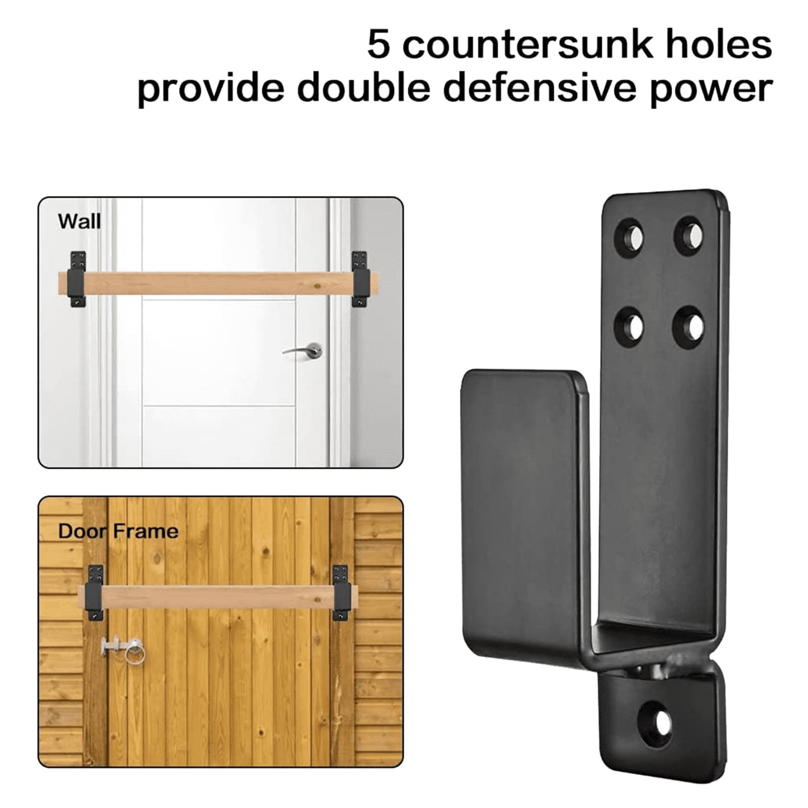 2 Pcs Heavy Duty Door Bracket, U-Shaped Security Bar Holder, Thickened Door Barricade Bracket, Household Safety Mount, Anti-Intrusion Support Bracket, Fixed Bar Fitting for Garage, Basement