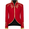 thumbnail image 2 of Penkiiy Blazer for Men Men's Fashion Retro Style Stitching Suit Gold Embroidered Jacket Red Coats, 2 of 7