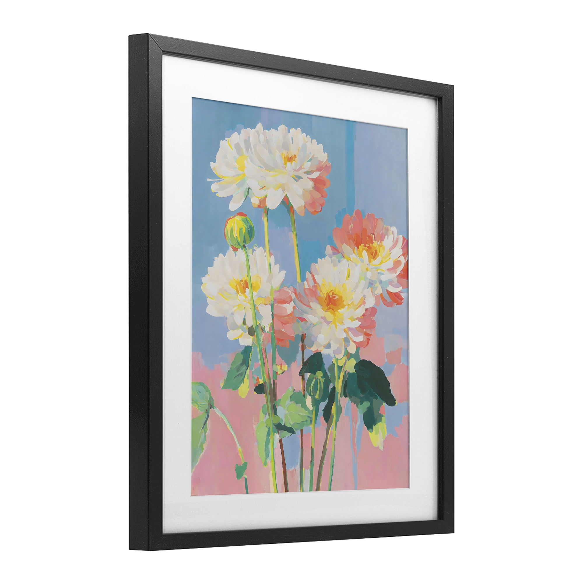 Stupell Industries Colorful Chrysanthemum Impressions Black Framed Print Under Glass, design by Sisi and Seb