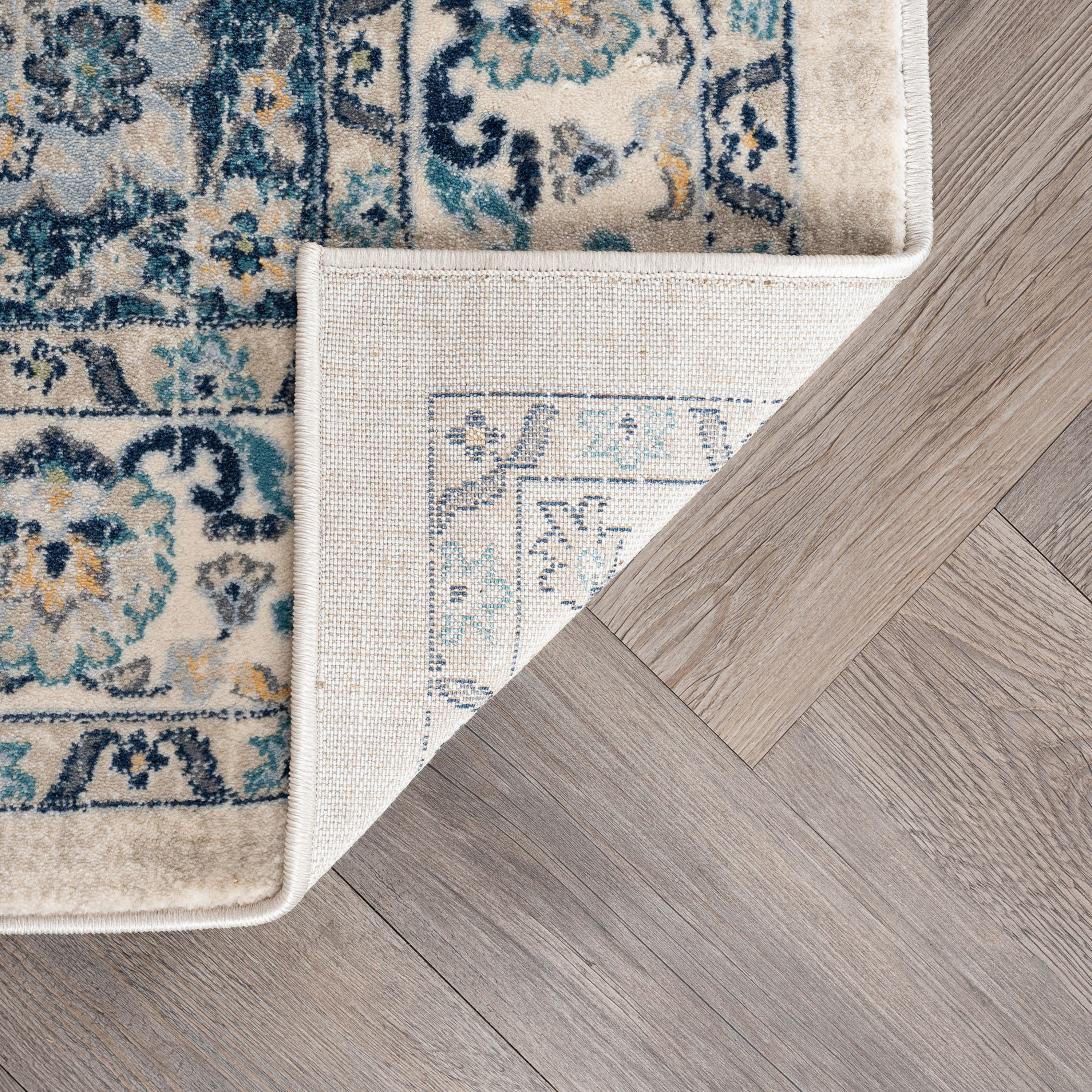 Traditional 5x8 Area Rug (5'3'' x 7'3'') Medallion Cream, Blue Living Room Easy to Clean