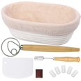 thumbnail image 1 of Fermentation Basket Bread Set European Bread Vine Basket Scraper BlenderElliptical Baking Tool Set (11 piece set (Elliptical Basket with Cloth Cover+Trimming Knife+Single Eye Blender+Plastic Scraper), 1 of 4