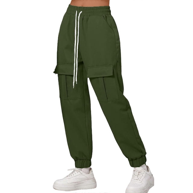 Women's Cargo Sweatpants Athletic Joggers 4 Pockets Sporty Pants Pink XXL