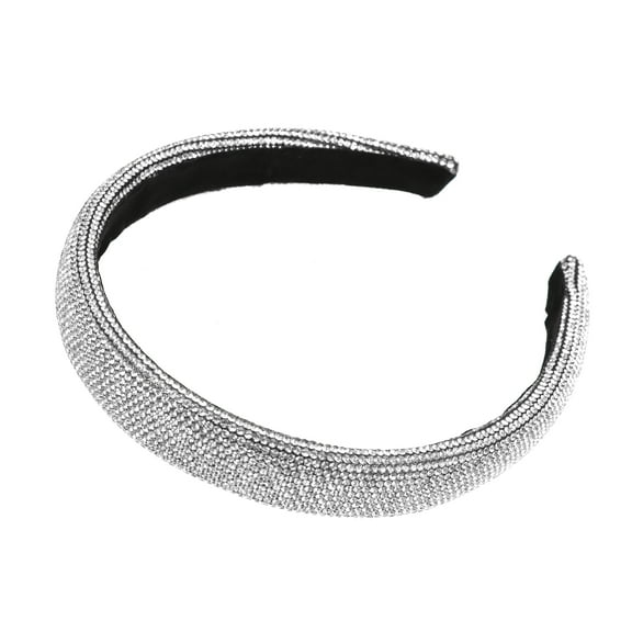 Vocoste Simplicity Rhinestone Wide-brimmed Headband Classic Style Headband for Women 5.59"x0.87" White