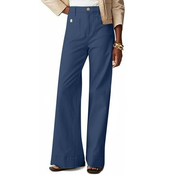 YanHoo Women's High Waisted Straight Leg Jeans Stretchy Wide Leg Pull On Jeans Classic Trendy Loose Denim Pant with Pocket Blue,XXXL