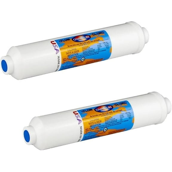 IPW Industries Inc-Omnipure - (CL10ROT40-B) - 10" x 2" T40 GAC Acid Washed Coconut Carbon Inline Filter 1/4" FPT / 2 Pack