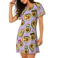 thumbnail image 2 of Sikiie Cartoon Avocados Print Women's Short-sleeved Nightdress, Round Neck Pullover Nightdress Pajamas Summer Home Wear, 2 of 6