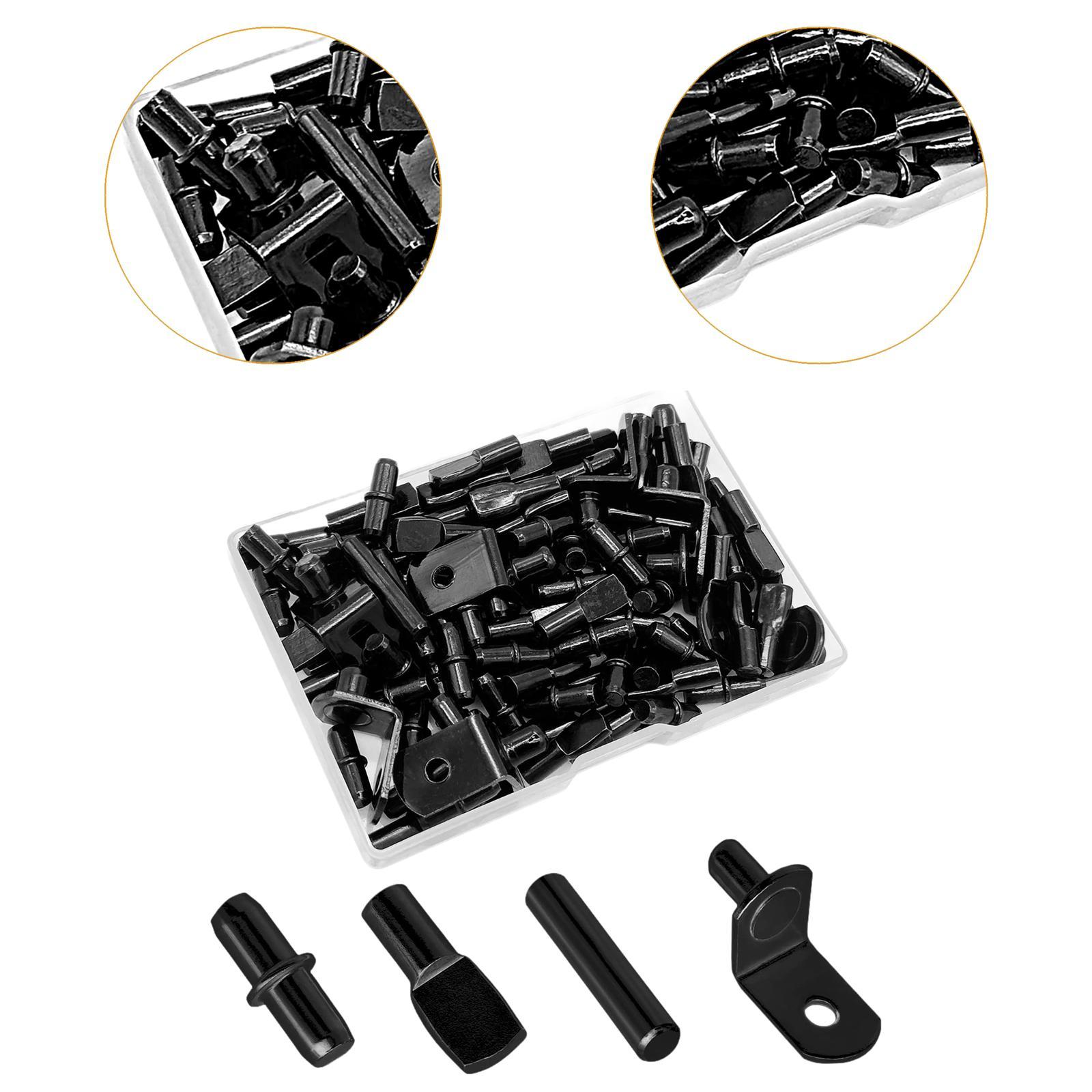 WLPZXP 104x Shelf Pins Holders Metal Pegs Assortment Versatile Nickel Shelf Bracket Pegs for Cupboard Pantry Shelving Bracket black