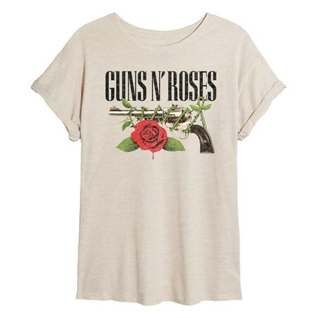 Guns N' Roses - Rock Music Band - Distressed Rose - Women's Oversized Graphic T-Shirt