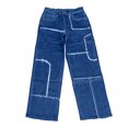 thumbnail image 6 of vigerkar Women's Trendy Mid Rise Jeans Stretchy Stitching Washed Boyfriend Straight Denim Pants (Blue, M), 6 of 8