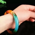 thumbnail image 3 of K-KED Natural Bangle Multicolour Jade Bracelet circular Genuine Jadeite Delicate Jewelry Women-54-56mm, 3 of 6