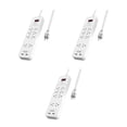 thumbnail image 1 of Huntkey Power Strip w/ Heavy Duty Cord, 8 Sockets, & 2 USB Ports, White (3 Pack), 1 of 8