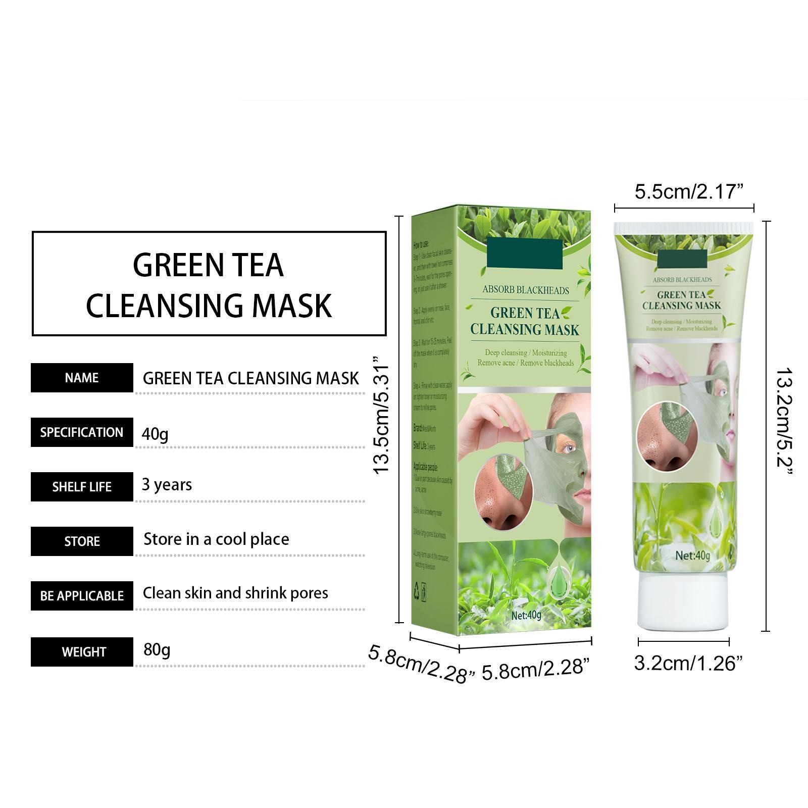 Buy Green Tea Stick Purifying Clay Remover Poreless Deep Cleanse Stick Oil Control Face Skin