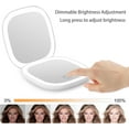 thumbnail image 4 of Compact LED Magnifying Travel Makeup-Mirror - 3.5 inches 1X/10X Magnification Small Hand Pocket Dimmable Double Sided USB Rechargeable Touch Screen, Portable Tabletop Cosmetic (White), 4 of 8
