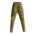 thumbnail image 3 of LWavelet Mens Houndstooth Pattern Pants Elastic Waist Slim Fit Casual Pants Army Green XL, 3 of 4
