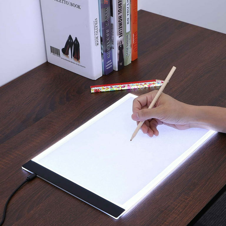 LED copy board A4 Light Table LED Copy Board Artcraft Tracing Light Pad Box  Art Design Stencil Drawing Thin Pad Copy Lightbox with USB Cable (White) 
