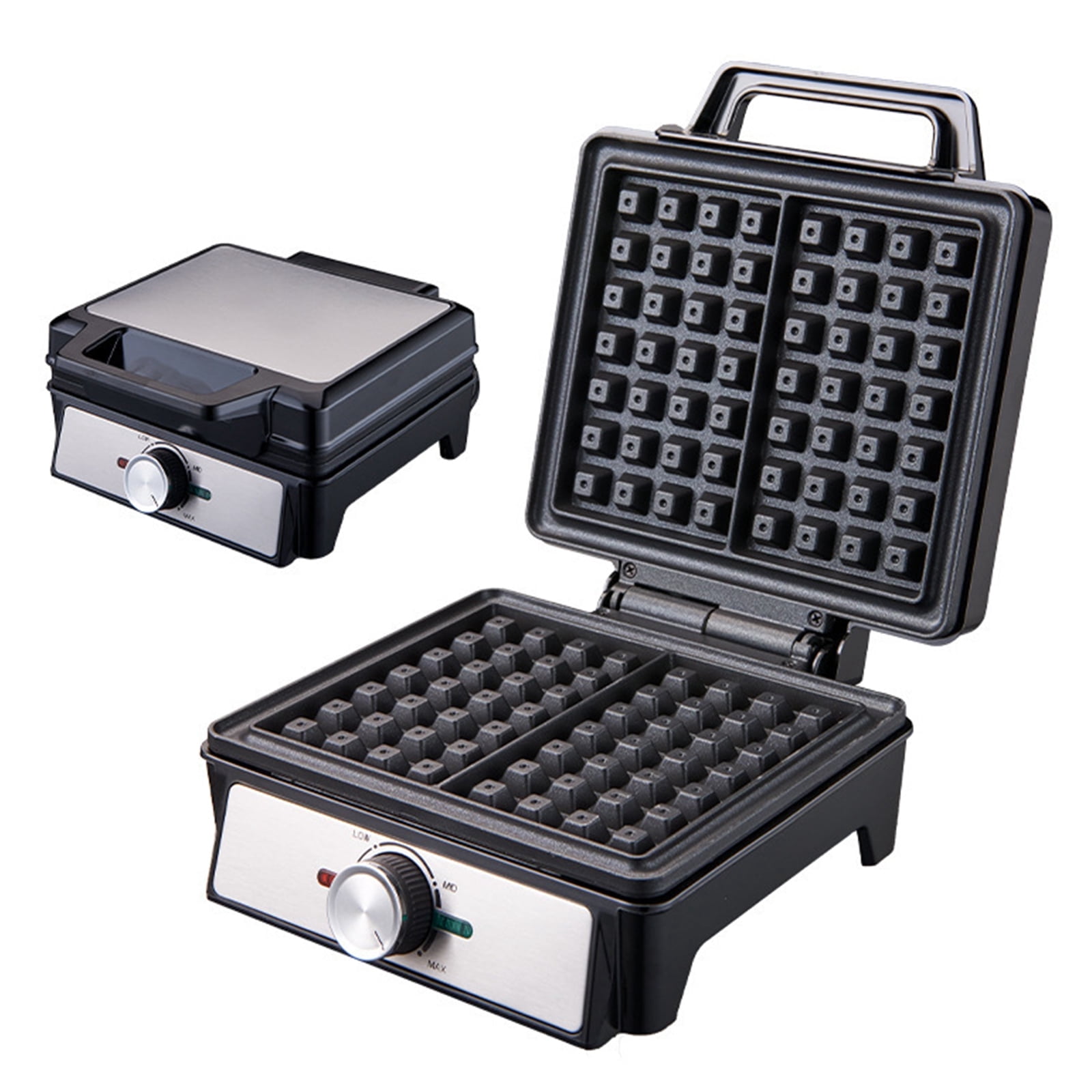 2-Slice Waffle Maker with Nonstick Surface, 1200W Waffle Iron, Time & Temperature Control, Browning Control, Perfect Waffle Maker for Kids and Families, Stainless Steel