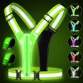 thumbnail image 1 of Gilet de Course Réfléchissant à LED avec 2 Brassards LED Rechargeables Équipement de Sécurité pour Course de Nuit Marche Cyclisme, Grande Taille Gilet Lumineux Réglable pour Hommes & Femmes, 1 of 5