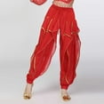 thumbnail image 4 of Hinvhai Girls Belly Dance Harem Pants - High Waisted Elastic Waistband, Soft Stretchy Fabric Red 5-6 Years, 4 of 5