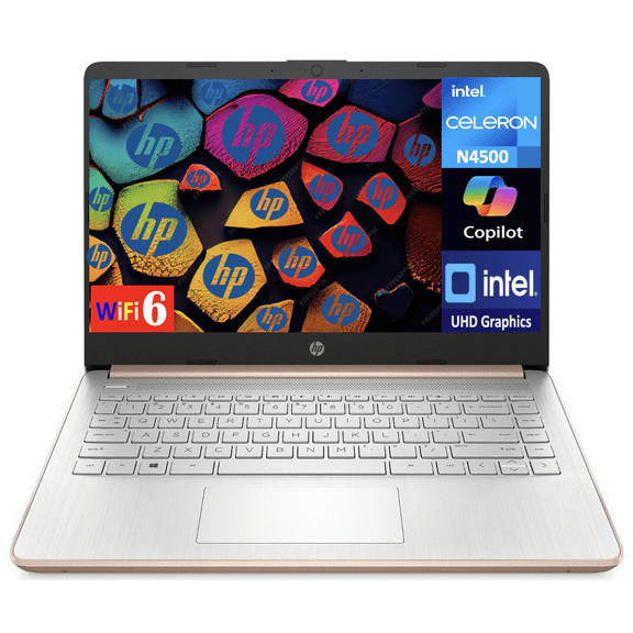 HP 14 Everyday Value Laptop 14.0in HD Display (Intel Celeron N4500, 4GB DDR4, 64GB SSD, Intel UHD, WiFi 6, Webcam, Bluetooth 5.2, Win 11 Home S-Mode)