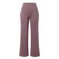 thumbnail image 6 of HXWCHs Women's Cotton Linen Yoga Pants Drawstring Elastic Waist Lounge Pants Light Purple L, 6 of 7