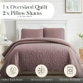 thumbnail image 2 of Southshore Fine Linens Oversized Quilt Bedding Set lightweight, prewash fabric soft bedspread 3-Piece, two matching shams (108 in wide x 98 in long), Pebble Muted Mauve, King / California King, 2 of 9