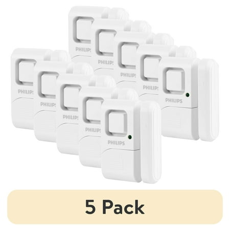 (5 pack) Philips Personal Security Window and Door Alarm, 2-Pack, White