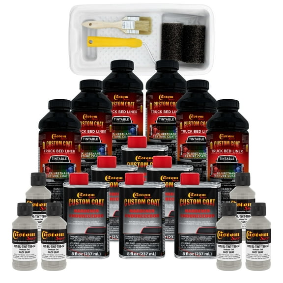 Custom Coat 36270 Haze Gray T88 Urethane Roll-On, Brush-On or Spray-On Truck Bed Liner, 1.5 Gallon Kit with Roller Applicator Kit