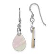 thumbnail image 1 of 925 Sterling Silver Mother Of Pearl Teardrop Drop Dangle Earrings Natural Stone Shell, 1 of 6