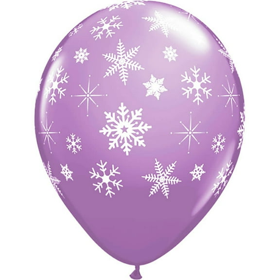11 inch Qualatex Snowflakes-A-Round - Spring Lilac (6 Pk) Latex Balloons (6 Pack) - Party Supplies Decorations
