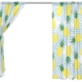 thumbnail image 3 of Coolnut Yellow Pineapple with Tropical Leaves Sheer Gauze Door Curtain Window Curtain Drapes for Living Room Kids Bedroom Window Treatment Decor W55 x L84 In 2 Panels, 3 of 3