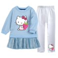 thumbnail image 3 of Hello Kitty niños niñas dibujos animados Otoño e Invierno manga larga falda plisada de terciopelo dorado vestido + conjunto de pantalones cálidos casuales, 3 of 5