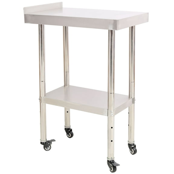 S-HOME Heavy Duty Stainless Steel Prep Table 24 x 15 x 35-1/2 Inch  with Backsplash Adjustable Undershelf & 4 Casters for Kitchens
