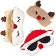 thumbnail image 1 of Máscaras para dormir con dibujos animados navideños de renos, Papá Noel y muñeco de nieve, 3 unidade, 1 of 1