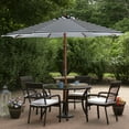 thumbnail image 2 of Northlight Striped Outdoor Patio Market Umbrella with Wooden Pole - 8.5' - Blue and White, 2 of 5