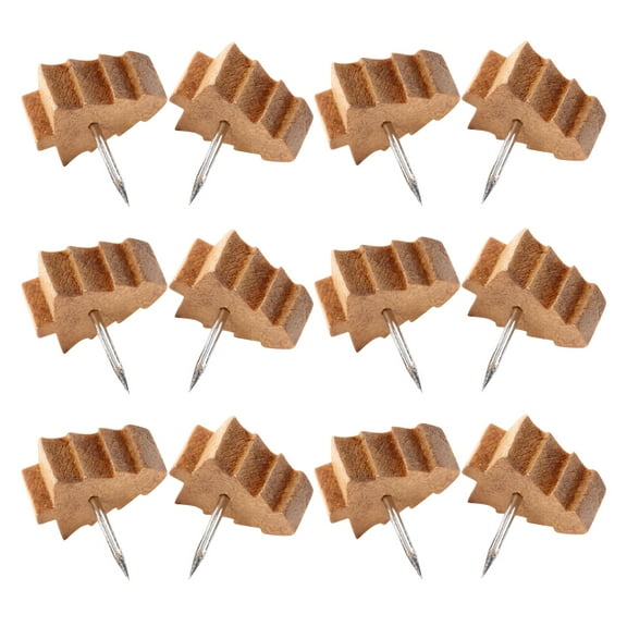 NICEXMAS 80 Pcs Khaki Wooden Tree Push Pins Decorative Thumbtacks for Bulletin Boards and Crafts